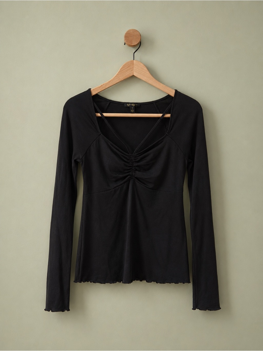 Jessica Simpson Black Ruched Long Sleeve Top | Small